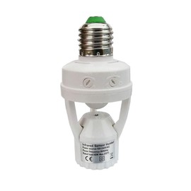 PIR Motion Sensor Light Socket,E26/E27 Smart Lamp Bulb Holder Adapter Auto On/Off Light Control Suitable for Garage Basement Porch Storage Room