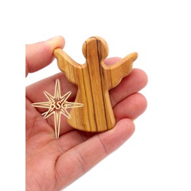 Dacaret Factory Olive Wood Guardian Angel, fits in The Hand and Pocket | Reduces Stress and Anxiety | Palm Angel | Angels Figurines | Thumb Stone | Comfort | Worry Stone (1)
