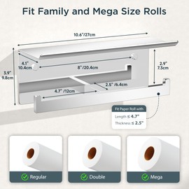 FORIOUS Toilet Paper Holder with Shelf, 304 Stainless Steel Wall Mount Commercial Toilet Paper Dispenser, Double Tissue Roll Holder for Bathroom, Chrome