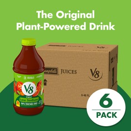 V8 Low Sodium Original 100% Vegetable Juice, 46 fl oz Bottle (Case of 6)