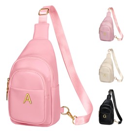 Freesya Gifts for Teen Girls Women, Initial Crossbody Sling Bag, Birthday Gift Idea, Travel Purse for Girls, Teen Girl Gifts Trendy Stuff, Large Capacity, Multi Pockets, Cute Chest Bag