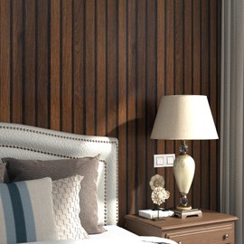 LACHEERY Dark Brown Wood Wallpaper Peel and Stick Wooden Slats for Wall Panel Wallpaper Removable Dark Wood Contact Paper for Cabinets Waterproof Vintage Vinyl Wall Paper Bedroom Bathroom 15.8"x80"
