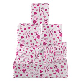 Hunts England - 5 Sheets Of 18th Birthday Fabulous Fun Wrapping Paper For Her - Includes 5 Gift Tags - Age 18 Female Folded Gift Wrap - Still Totally Fabulous Collection - Age Eighteen Gift Wrap