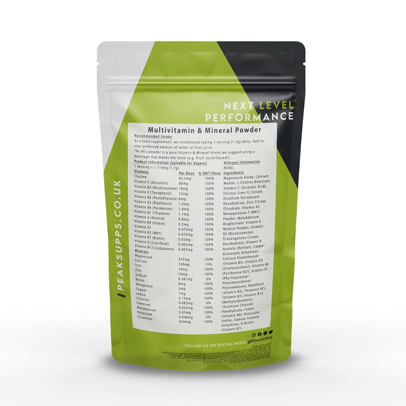 Multivitamin and Mineral Powder - Vegan Friendly | No Fillers