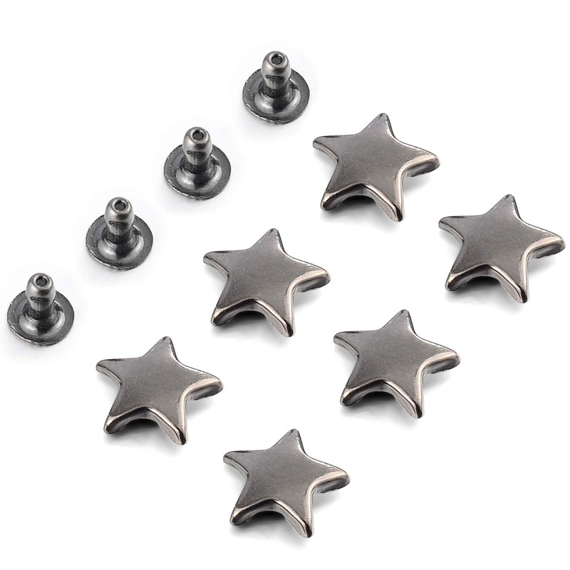 100 Sets 12MM Gun Metal Star Rivets for Leather Star