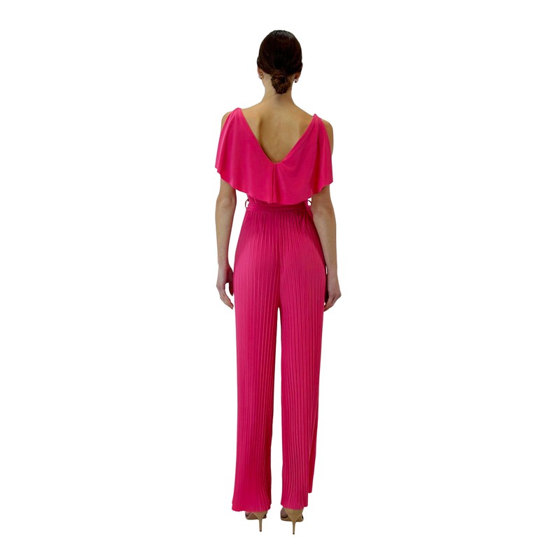 Elara Women's V Cut Jumpsuit, Fuchsia ONE SIZE