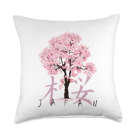 SILKY SUTERA Sakura Cherry Blossom of Japan Throw Pillow, 18x18, Multicolor