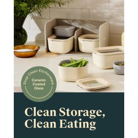 Caraway Mini Food Storage 9pc Set - Glass Storage Containers for Food - Non-Toxic Ceramic-Coated Glass - Air Release Technology - Compact & Stackable Design - Mist