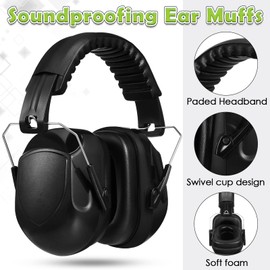 Yunsailing Yunsailing 6 Pcs Ear Protection Noise Reduction Headphones Nrr 28db Safety Hearing Ear Muffs Shooting Gun Range Mowing(Black)