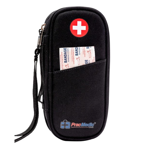 PracMedic Bags Epipen Carry Case- Holds Epi Pens, Auvi Q, Inhaler, Epinephrine, Allergy, Syringe, Diabetic Supplies, Insulated Medical Pouch, Travel Medicine Kit for Essentials and Emergency (Black)
