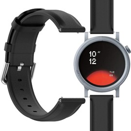 GIOPUEY Strap Compatible with CMF Watch Pro 2, Genuine Leather Strap [Wear-Resistant] [Breathable] Replacement Strap - Black