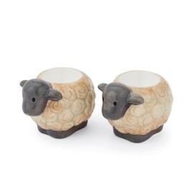 Cooksmart Highland Sheep Egg Cup Set of 2 | British Designed Stoneware Egg Holders | Rustic Sheep & Nature Print | Farmhouse-Style Breakfast Tableware | Durable & Decorative Kitchen Accessory