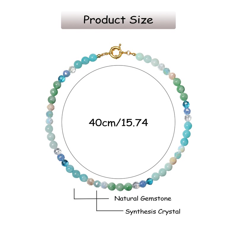 zocare Beaded Gemstone Necklace for Women,Crystal Beads Choker with Spring