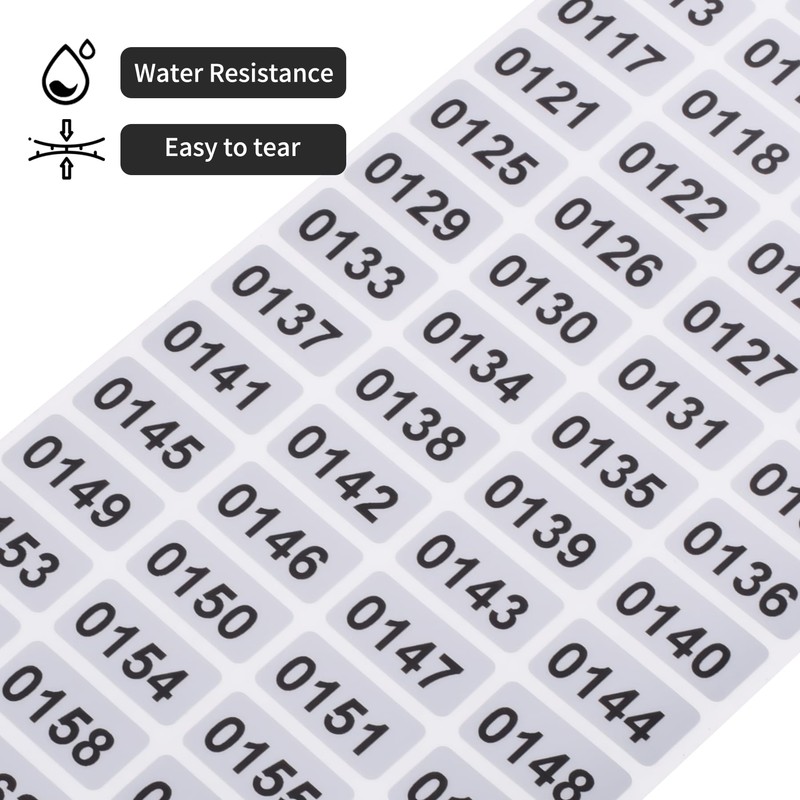 Skweawert 1-1000 Consecutive Number Inventory Stickers Self Adhesive Waterproof Labels