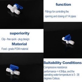 YIYONGSPINS Equal Straight OD Tube 1/4 Inch Quick Connect Ball Valve 1/4 inch OD Tubing/Hose/Pipe.for RO Water Systems,Water Purifiers water filters. Water Tube Fitting(Pack of 6)