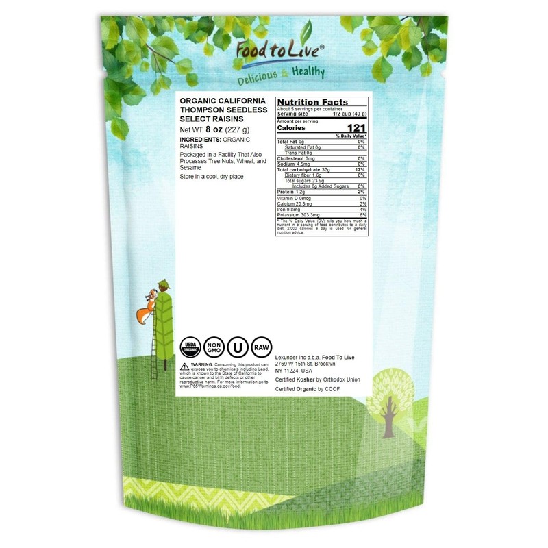 Food to Live California Organic Raisins, 8 Ounces – Thompson