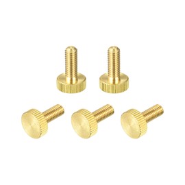 sourcing map Pack of 5 Knurled Screws M6 x 16 mm Flat Brass Bolt Handle Knobs Attachment for PC Electronic Mechanical