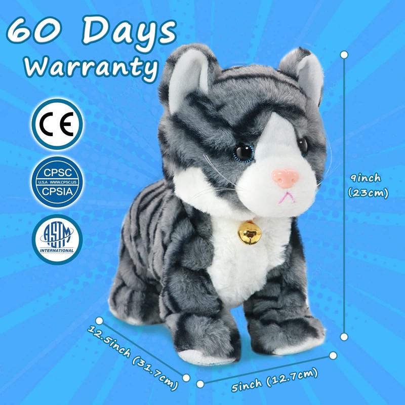 Plush Interactive LED Robotic Kitten, Electronic Pet, Animated Toy Cats
