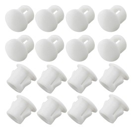 Murtenze 60 Pcs 6mm (1/4") White Hole Plugs, Plastic Flush Type Panel Plugs Fastener Cover, Round Plastic Snap in Locking Tubing Plug for Kitchen Cabinet Furniture