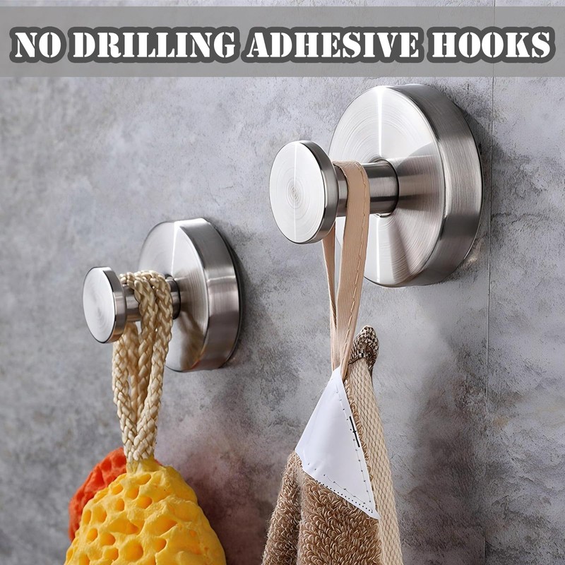 2 Pcs Metal Suction Cup Hooks, Bathroom Vacuum Suction Hooks