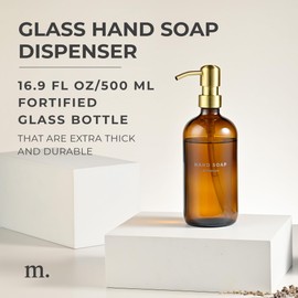 MaisoNovo Soap Dispenser 1-Piece Set | 16.9oz Amber Bottles with Gold Stainless Steel Pump