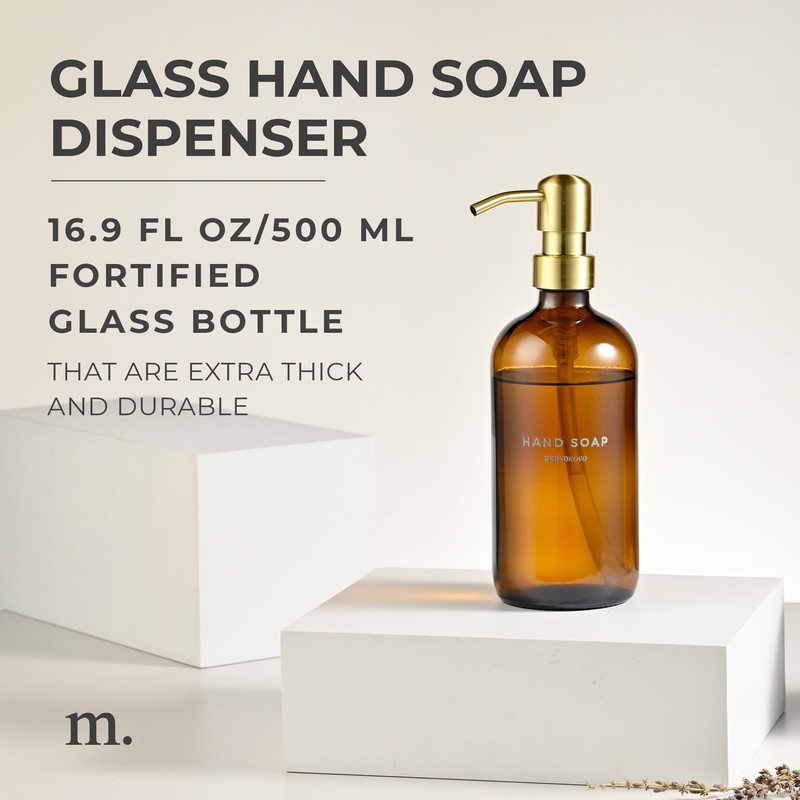 MaisoNovo Soap Dispenser 1-Piece Set | 16.9oz Amber Bottles with