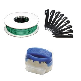 Genisys Robotic Lawnmower Cable Repair Set + Hook Connector Compatible with Einhell Freelexo Lawn Robot Mower Boundary Wire Pegs Clamps - HQ 2021, Set: 25 m + 50 H + 8 V