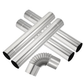 PATIKIL 90 Degree Elbow Pipe and 4Pcs Straight Stove Pipe, 2.36 Inch Stainless Steel Chimney Flue for Camping Tent Wood Stove Accessories Vent Exhaust