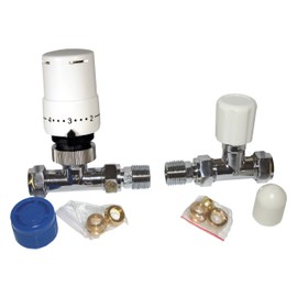 Tower Flue Components TRVPACKST Straight Radiator Valve with Locking - White