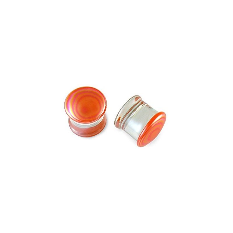 Scrap Metal 23 Pair Orange Creamsicle Glass Plugs 5/8 16mm