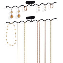 Jewelry Holder Organizer Wall: 12" Wavy Necklace Storage Rack, Anti-Scratch