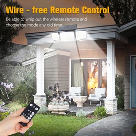 daphino Solar Lights Outdoor 2500LM Motion Sensor Outdoor Lights,3 Head 355° Wide Angle Street Area Lights, Waterproof Security Lights with 3 Modes(Black,Remote-1 Pcs)