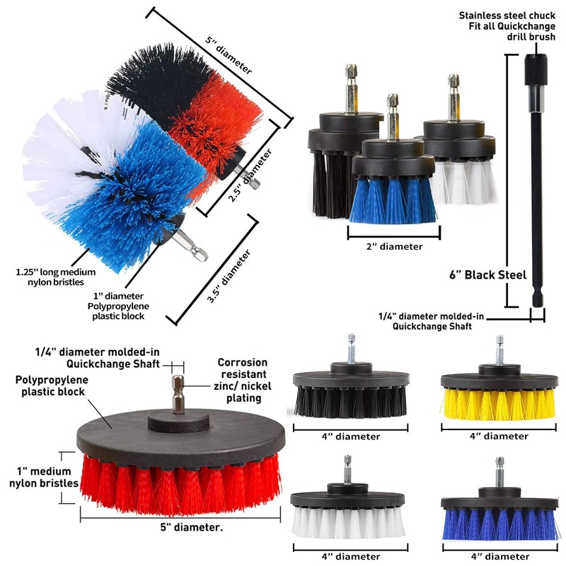 JUSONEY Drill Brush Scrub Pads 38 Piece Power Scrubber Cleaning