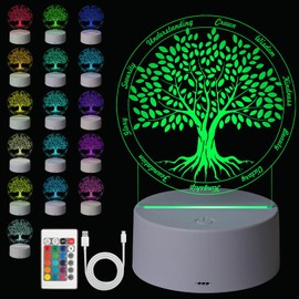 Heysliy Tree of Life Night Light, Healing Spiritual Table Lamp 16 Colours Changing/Dimmable/Remote Control/Touch Button, Bedroom Decor Mood Lighting, Good Luck Jesus Birthday Gifts for Women