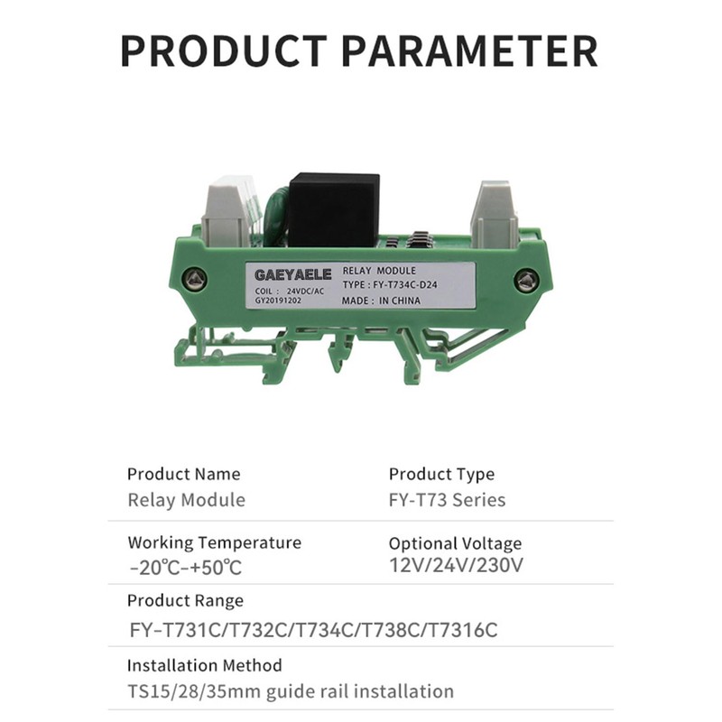 GAEYAELE 4 Channel Relay Module 1 SPDT DIN Rail Mount