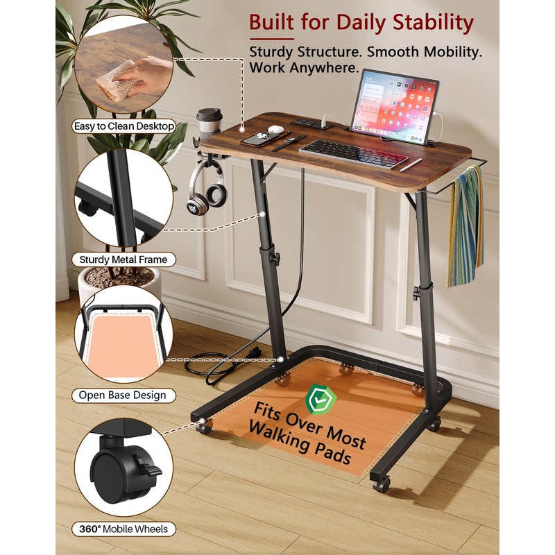 Adjustable Height Standing Desk for Walking Pad, Treadmill Desk with