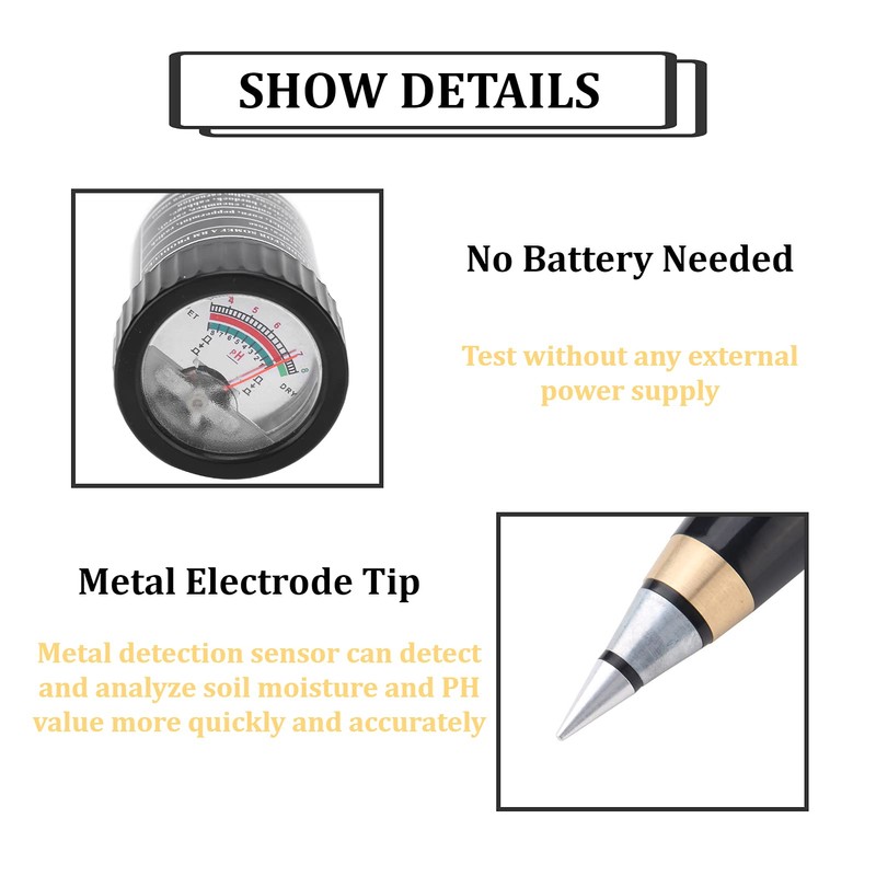 Soil PH Meter, Portable Electronic Moisture Sensor 3~8 PH Instrument