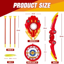 Kids Bow and Arrow Set, LED Light Up Archery Toy Set with 3 Suction Cup Arrows 1 Target 1 Bow, Outdoor and Indoor Toys for Kids, Christmas Birthday Gifts for Girls & Boys Ages 3-12, Red