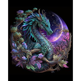 TISHIRON DIY Paint by Numbers, Red Dragon Adults' Paint-by-Number Kits on Canvas, Medieval Dragon Paint by Numbers Kit for Adults Kids and Beginner, 16X20 Inch Flameless Adult Paint by Numbers