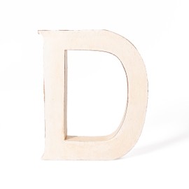 kadoh Wooden Letter D (20 cm) for Standing, Handmade Wooden Letter in Vintage Look as Decoration (Cream-White Vintage)