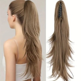 Heat Resistant Synthetic Hair Claw Clip Ponytail Extension for Women Adds Volume Natural Looking Long Wavy Ponytail HairpiecesHair Length: 20INCH, color: M2