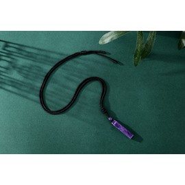 XIANNVXI Men Bar Necklace Amethyst Crystal Necklace Adjustable Rope Natural Gemstone Rectangle Pendant Necklaces