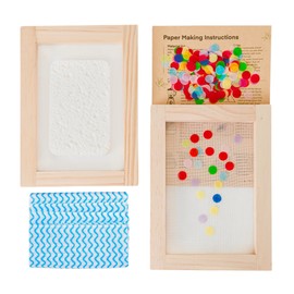 A6 Paper Making Screen Kit Papermaking with Pine Wood Mould and Deckle Set, Couching Cloth, Sponge, Confetti & Instructions for DIY Handmade Paper of 3 7/8" x5 7/8", 10 * 15 cm