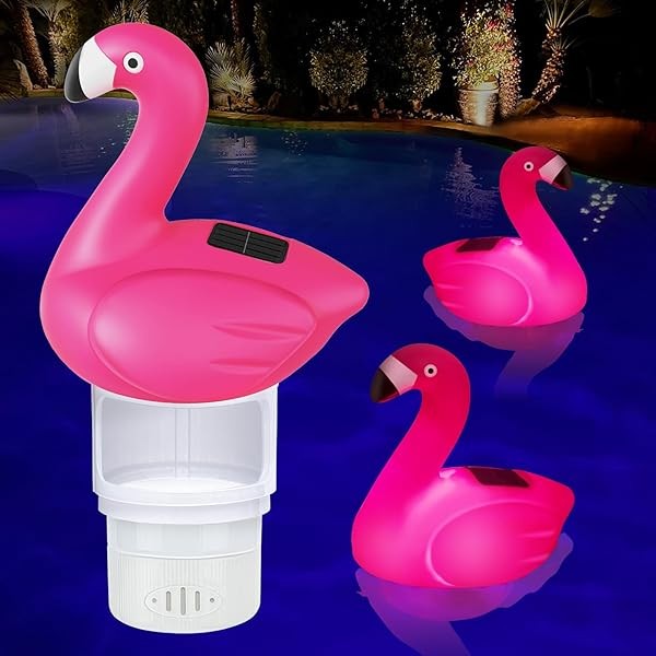Solar Pool Chlorine Floater, 7 inch Flamingo Chlorine Floater with