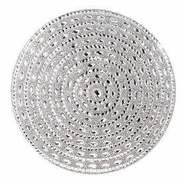 Gatsby Round Pillow, Glass Rhinestones, Round, Soft Velvet Backing, for Dramatic Luxury Home Décor, Silver, 15" x 15", Sold Individually