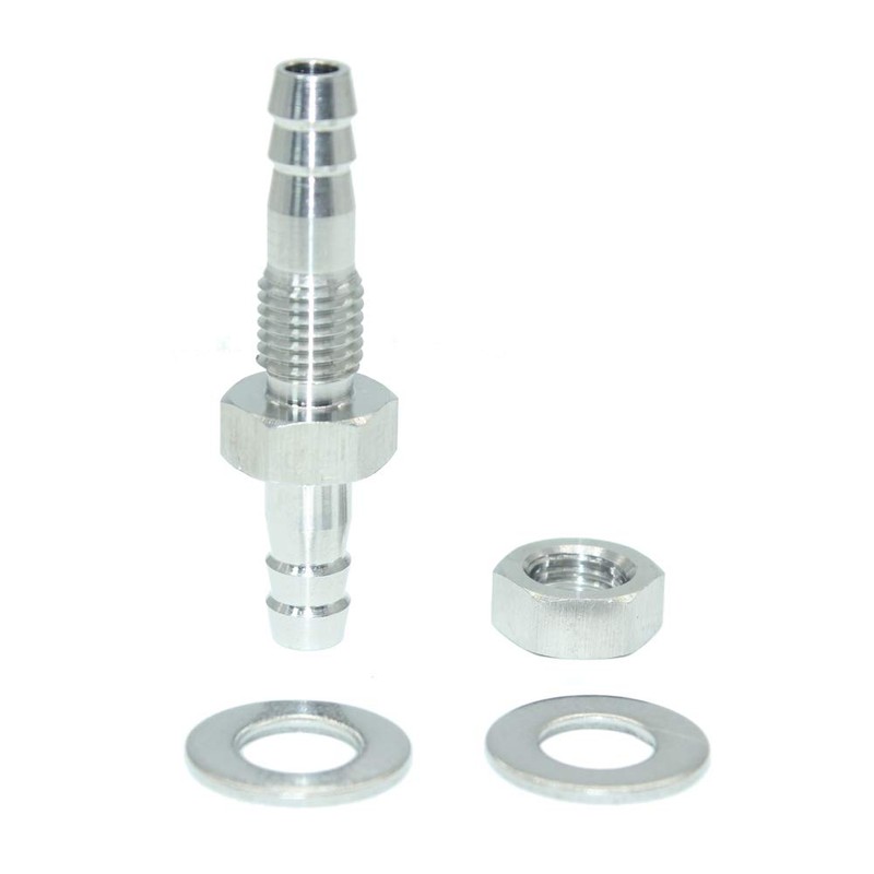 Beduan 1/4" Hose Barb Thru-Bulk Bulkhead Straight Hex Union Stainless