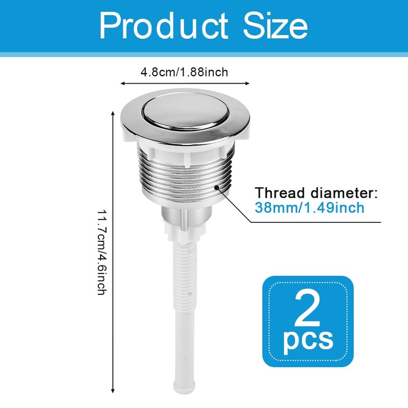 ADERTOS 2 PCS Toilet Flush Button, 38mm Single Press Push Button
