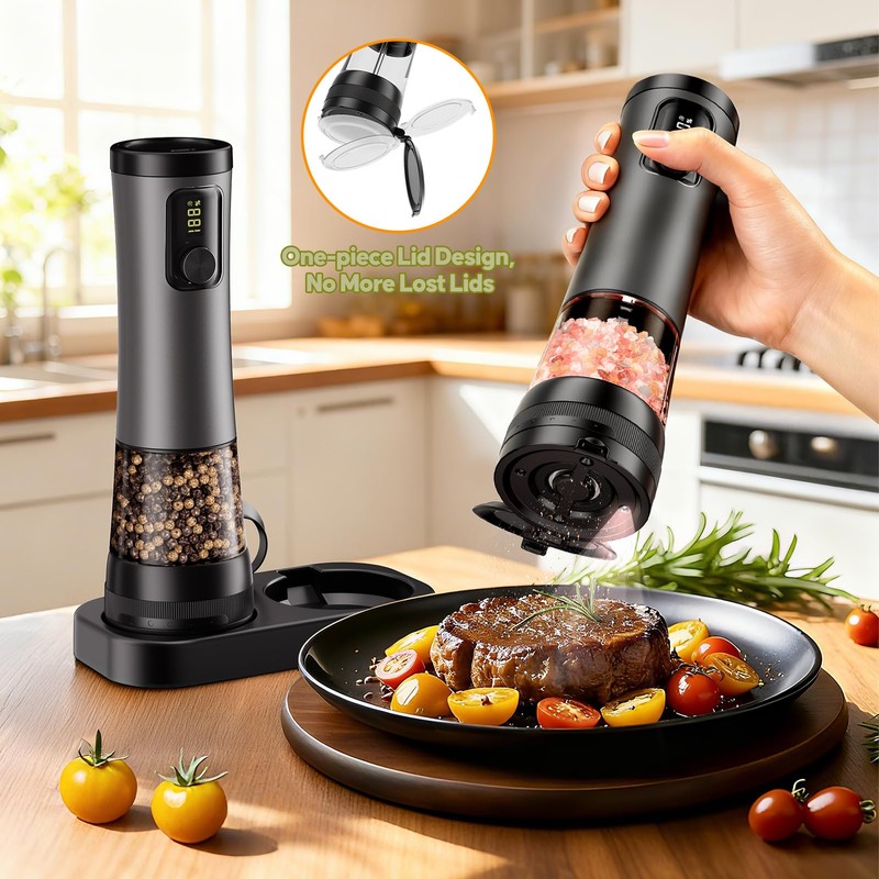 Electric Salt and Pepper Grinder Set - Rechargeable Salt Grinder