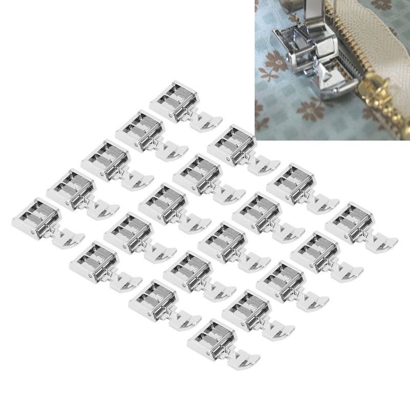 20 Pcs Zipper Presser Foot Stainless Steel Invisible Zipper Sewing