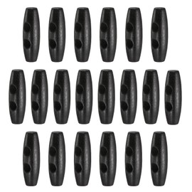 HARFINGTON 20pcs Wooden Toggle Buttons 35mm / 1.4" Wood Olive Sewing Buttons 2-Hole Wood Horn Oval Buttons Sewing Accessories for Coat Sweaters Clothing DIY Craft, Black